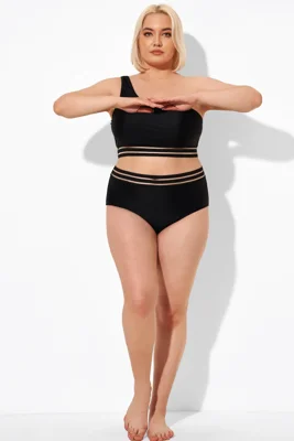 Black Mesh High Waist Bikini Bottom