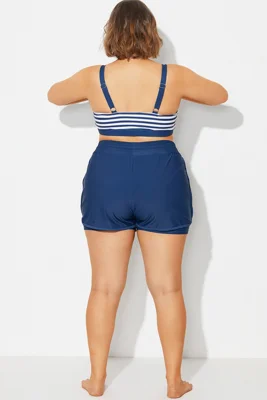 Plus Size Navy Mid Waist...