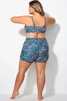 Plus Size Floral Print Mid...