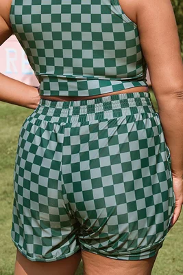 Plus Size Green Check Mid...