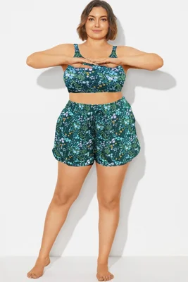 Cottage Floral Mid Waist Women Shorts