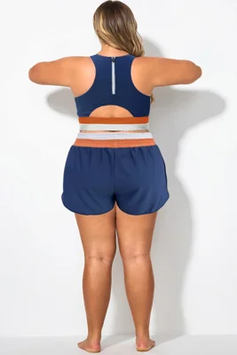 Plus Size Blue Colorblock...