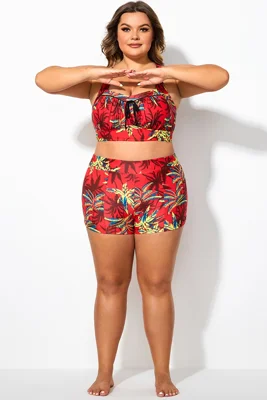 Retro Red High Waist Shorts...