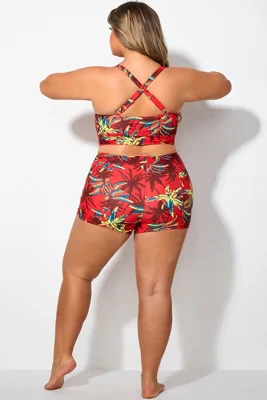 Retro Red High Waist Shorts...