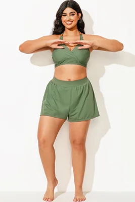 Plus Size Green Women Swim...
