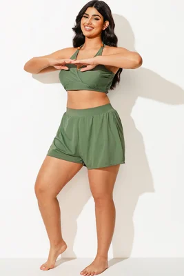 Plus Size Green Women Swim...