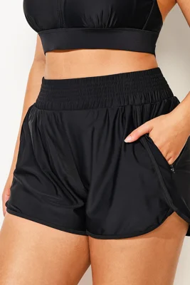 Plus Size Black High Waist Women Shorts