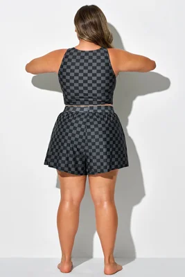 Black Check Quick-Dry Swim...