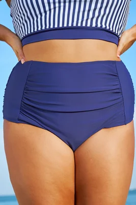 Navy Elegant High Waist Swim Brief