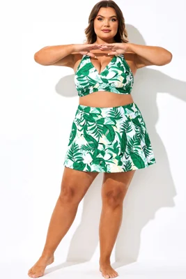 Green Leaf High Waist Swim...
