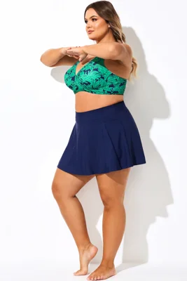 Navy High Waist Swim Skirt...