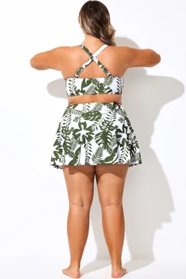 Plant Print High Waist Swim...