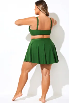 High Waist Green Skirt With...