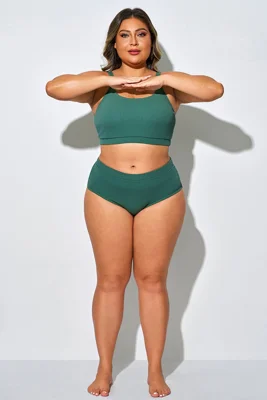 Plus Size Basic Dark Green...