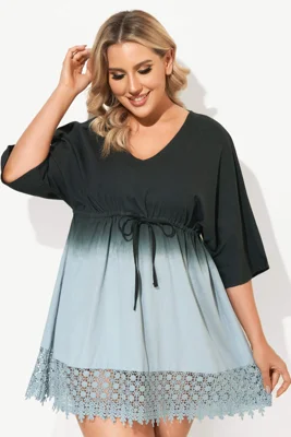 Deep V-Neck Tie-Dye Print...