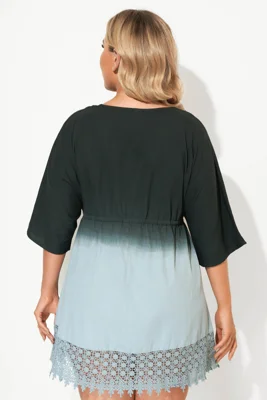 Deep V-Neck Tie-Dye Print...