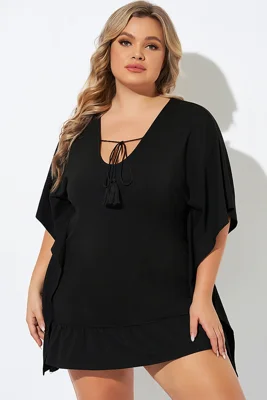 Ruffle Hem Tassel Tie...