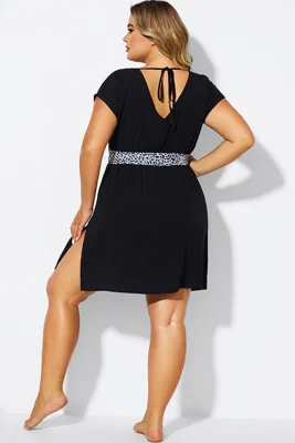 Black V-neck Side Slit...