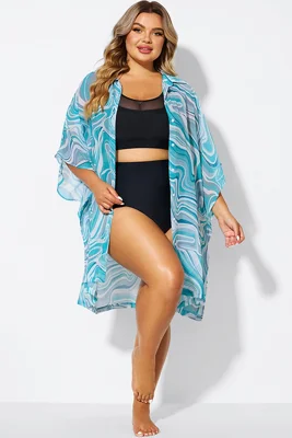 Tide Ripple V-Neck Button...