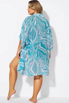 Tide Ripple V-Neck Button...