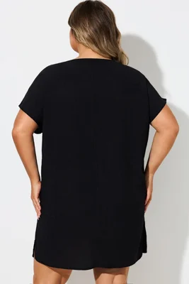 Black V-Neck Lace Up Cover...