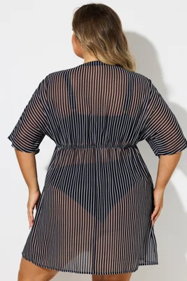 Plus Size Striped Tassel...