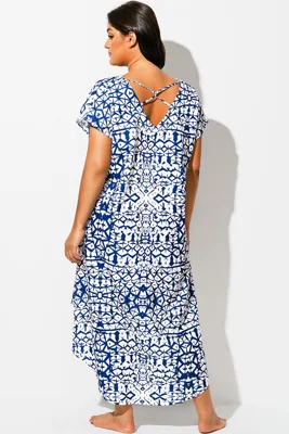 V-Neck High Low Geometric...