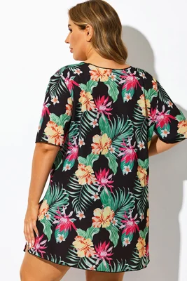 Loose Tropical Print Short...