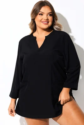 Solid Black Pullover Tunic...