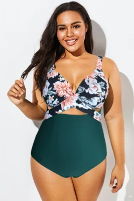 Floral Print Modest Cut-Out...