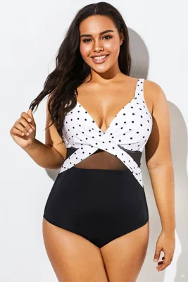 Elegant Dot Colorblock Mesh...