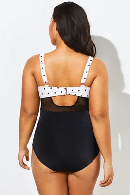 Elegant Dot Colorblock Mesh...