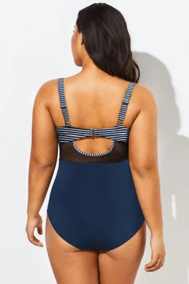 Striped Cut Out Mesh...