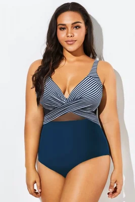 Striped Cut Out Mesh...