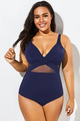 Blue Cut Out Mesh Underwire...