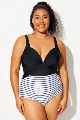 Striped Cut Out Mesh...