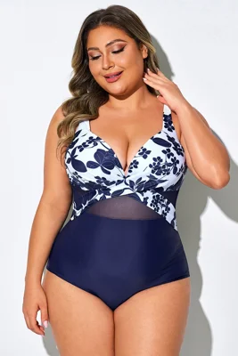 Blue Floral Cut Out Mesh...