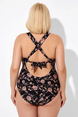 Black Floral Printed Lace...