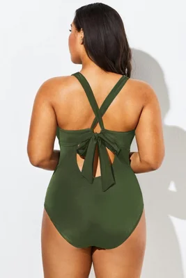 Green Lace Up One Piece...