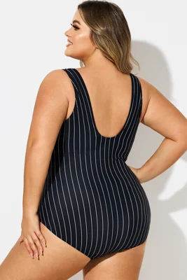 V-Neck Striped Sarong Front...