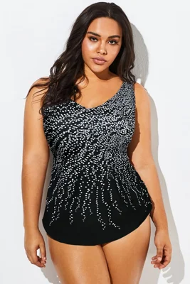 V-Neck Dotted Sarong Front...