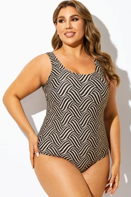 Striped Print Sport One Piece Swimsuit