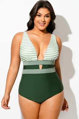Green Striped Cut Out One...