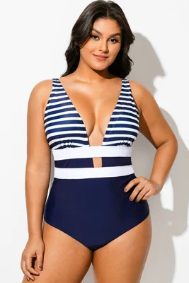 Navy Striped Cut Out One...