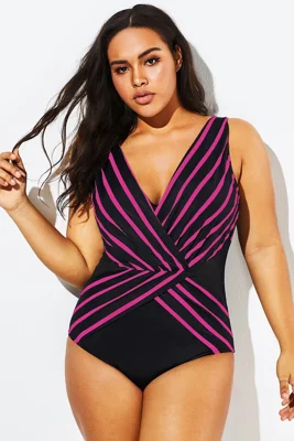 Black & Pink V-Neck Streak...