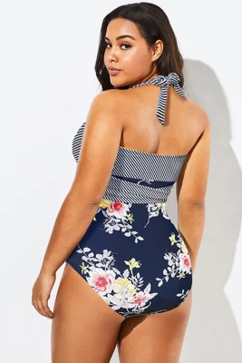 Floral Print Wrap Halter...