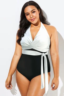 Black & White V-Neck Wrap...