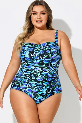 Multi Color Twist Front Push Up One Piece Swimsuit