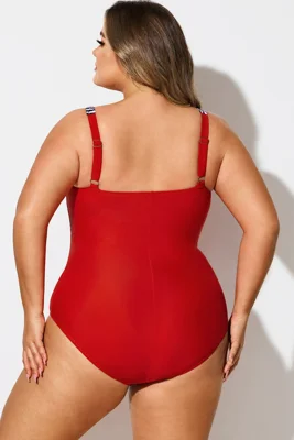 V-Neck Leaf Print Tummy...