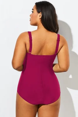 Plus Size Dark Pink Twist...